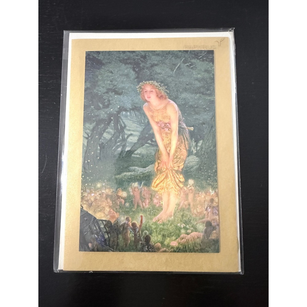 Papyrus Greeting Card Gold Midsummer Eve Fairy Art Blank Envelope